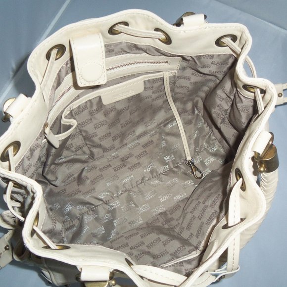 MICHAEL KORS LEATHER DRAWSTRING SATCHEL - Light Beige #1 - Picture 11 of 14